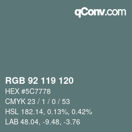 Color code: RGB 92 119 120 | qconv.com