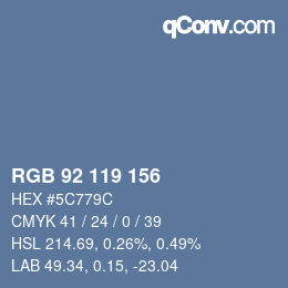 カラーコード: RGB 92 119 156 | qconv.com