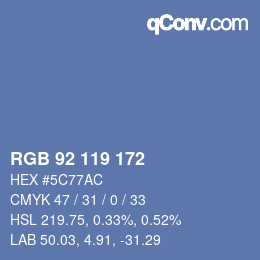Color code: RGB 92 119 172 | qconv.com