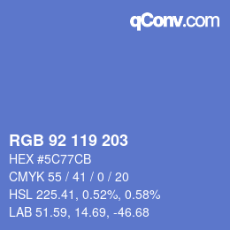 Color code: RGB 92 119 203 | qconv.com