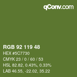 カラーコード: RGB 92 119 48 | qconv.com
