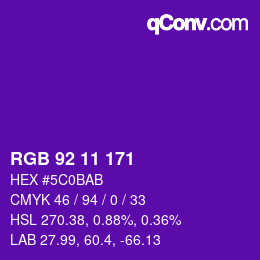 Color code: RGB 92 11 171 | qconv.com