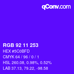 カラーコード: RGB 92 11 253 | qconv.com