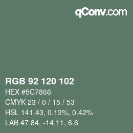 Color code: RGB 92 120 102 | qconv.com