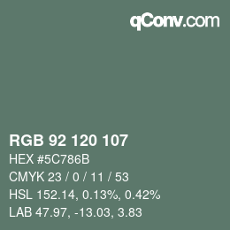 カラーコード: RGB 92 120 107 | qconv.com