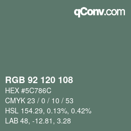 カラーコード: RGB 92 120 108 | qconv.com