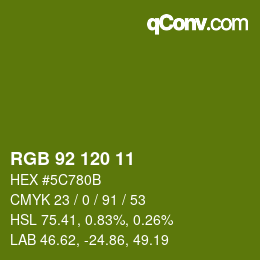 カラーコード: RGB 92 120 11 | qconv.com