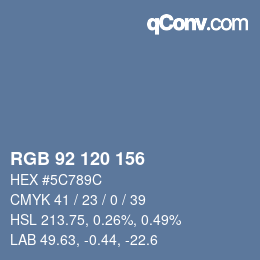 Color code: RGB 92 120 156 | qconv.com