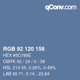 颜色代码: RGB 92 120 158 | qconv.com