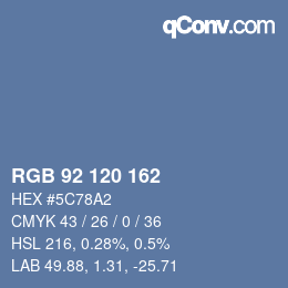 Color code: RGB 92 120 162 | qconv.com