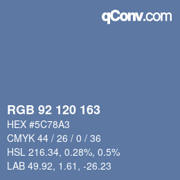 颜色代码: RGB 92 120 163 | qconv.com