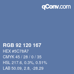 颜色代码: RGB 92 120 167 | qconv.com
