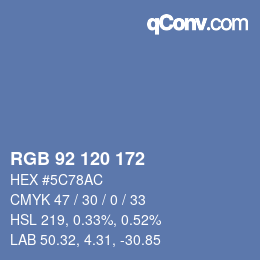 Color code: RGB 92 120 172 | qconv.com