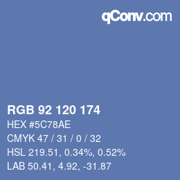 颜色代码: RGB 92 120 174 | qconv.com