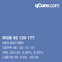 カラーコード: RGB 92 120 177 | qconv.com