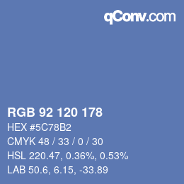 カラーコード: RGB 92 120 178 | qconv.com