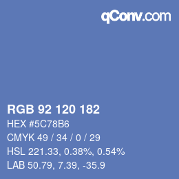 カラーコード: RGB 92 120 182 | qconv.com