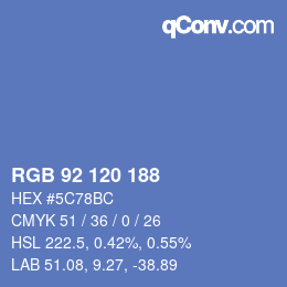 Color code: RGB 92 120 188 | qconv.com