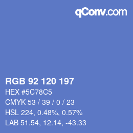 カラーコード: RGB 92 120 197 | qconv.com