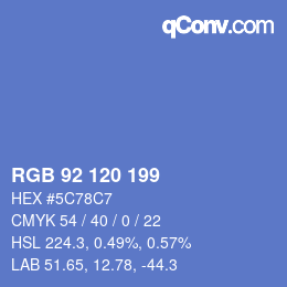 颜色代码: RGB 92 120 199 | qconv.com