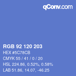 颜色代码: RGB 92 120 203 | qconv.com