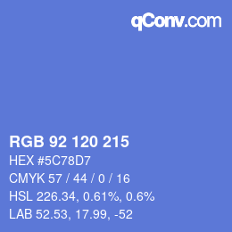 颜色代码: RGB 92 120 215 | qconv.com