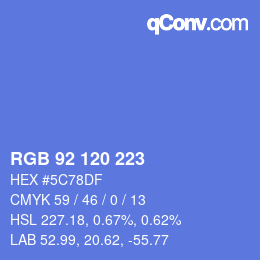 カラーコード: RGB 92 120 223 | qconv.com