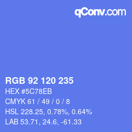 颜色代码: RGB 92 120 235 | qconv.com
