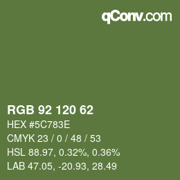 Color code: RGB 92 120 62 | qconv.com