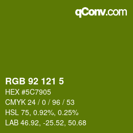 カラーコード: RGB 92 121 5 | qconv.com