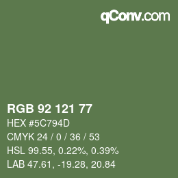 カラーコード: RGB 92 121 77 | qconv.com