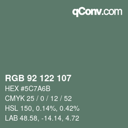 Farbcode: RGB 92 122 107 | qconv.com