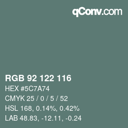 カラーコード: RGB 92 122 116 | qconv.com