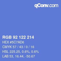 Color code: RGB 92 122 214 | qconv.com