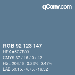 カラーコード: RGB 92 123 147 | qconv.com
