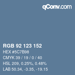 カラーコード: RGB 92 123 152 | qconv.com