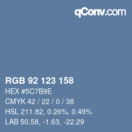 颜色代码: RGB 92 123 158 | qconv.com
