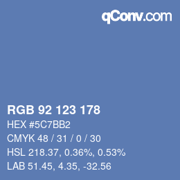 カラーコード: RGB 92 123 178 | qconv.com