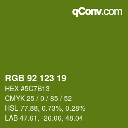 カラーコード: RGB 92 123 19 | qconv.com