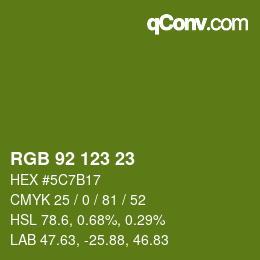 Color code: RGB 92 123 23 | qconv.com