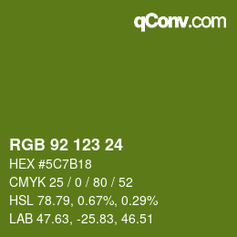 Color code: RGB 92 123 24 | qconv.com