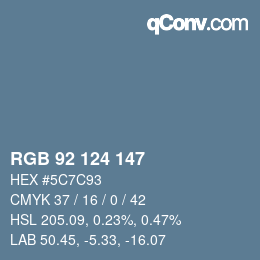 Code couleur: RGB 92 124 147 | qconv.com