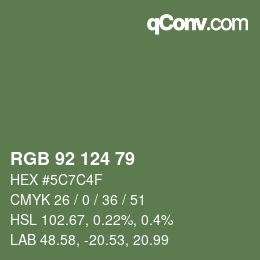 Código de color: RGB 92 124 79 | qconv.com