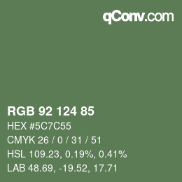 颜色代码: RGB 92 124 85 | qconv.com