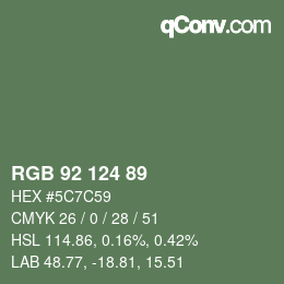 Color code: RGB 92 124 89 | qconv.com