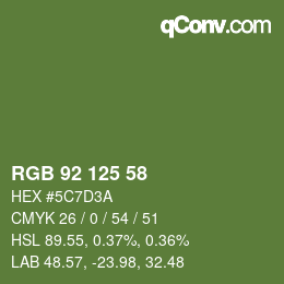 Farbcode: RGB 92 125 58 | qconv.com