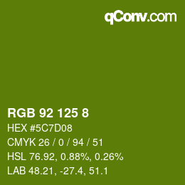 颜色代码: RGB 92 125 8 | qconv.com