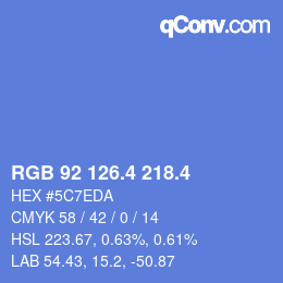 カラーコード: RGB 92 126.4 218.4 | qconv.com