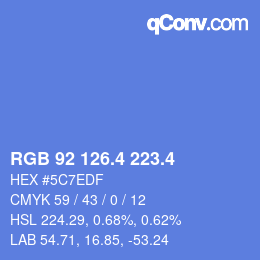 カラーコード: RGB 92 126.4 223.4 | qconv.com