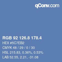カラーコード: RGB 92 126.8 178.4 | qconv.com